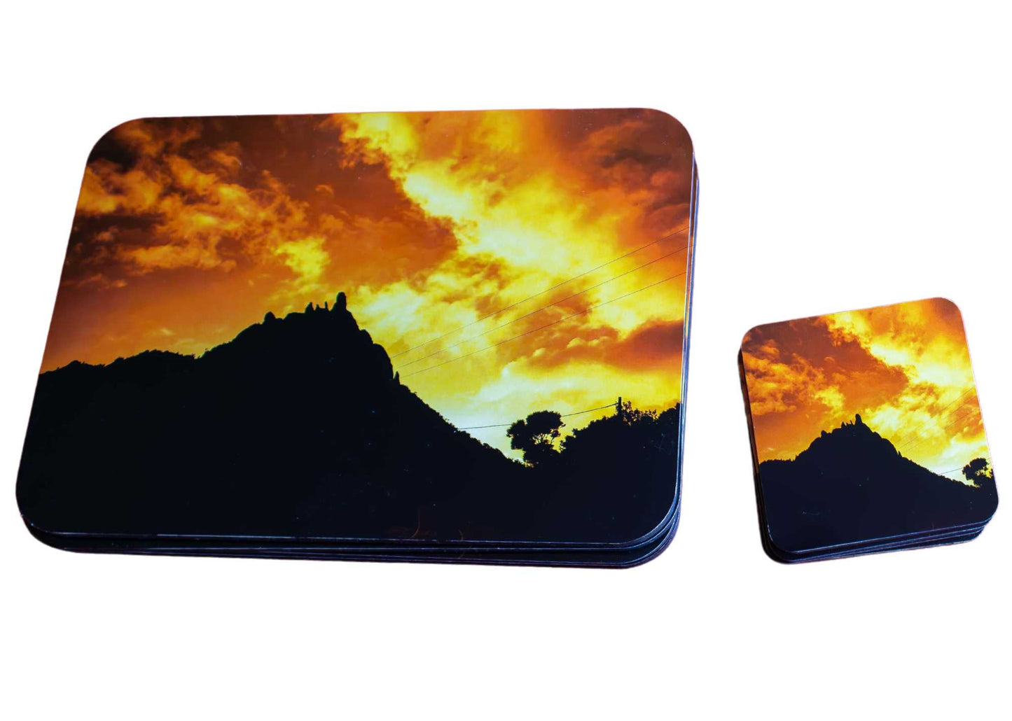 Placemat and Coaster set - Golden Mt Manaia - PCK Photography